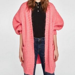 Zara Pink Open-Front Sweater
